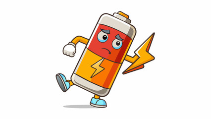 Poster - The low battery symbol flashed on the screen serving as a reminder and warning to charge the device before it runs out of power.. Cartoon Vector