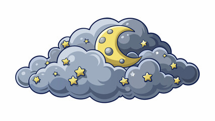 Aufkleber - The moonless night is thick with clouds masking the stars and creating an atmosphere of mystery and suspense. The only source of light is the faint. Cartoon Vector