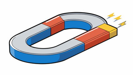 Poster - The magnet A metal object with a strong magnetic field. When brought near other metal objects it can attract or repel them based on their own magnetic. Cartoon Vector