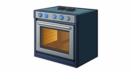 Fototapete - The oven was built into a kitchen cabinet and had a slim sleek design. It was completely black and had a touchscreen control panel. On the inside. Cartoon Vector