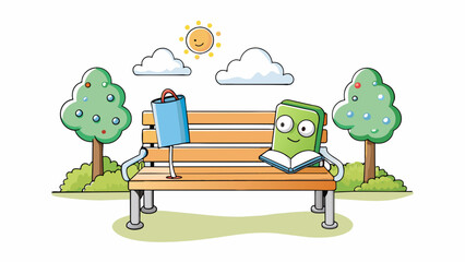 Poster - The park bench was the poets sanctuary where they would spend hours deep in thought observing the world around them through a lens of creativity.. Cartoon Vector