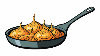 Fototapete - The pungent savory aroma wafting from a sizzling pan as onions and garlic slowly caramelize.. Cartoon Vector