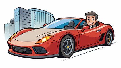Aufkleber - The owner of a sleek modern sports car is constantly on the move zipping through city streets with precision and speed. Their car is a reflection of. Cartoon Vector