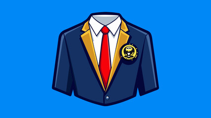 Poster - The presidents seal was proudly displayed on the front of their tailored suit jacket embroidered in gold thread on a navy blue background. Along with. Cartoon Vector