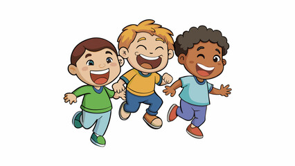 Aufkleber - The sound of children laughing and playing reminding you to let go of worries and enjoy the simple and carefree joys of childhood.. Cartoon Vector