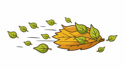 Fototapete - The sound of rustling leaves as a gust of wind blows through a forest carrying the earthy scent of the woods.. Cartoon Vector
