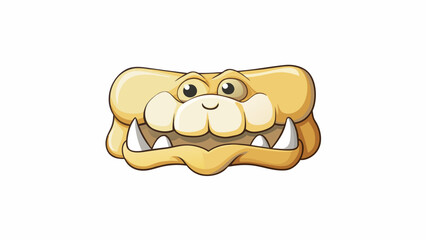 Wall Mural - The second tooth is a sharp pointed object that is slightly curved. It is primarily used for and ting food and is typically located towards the front. Cartoon Vector