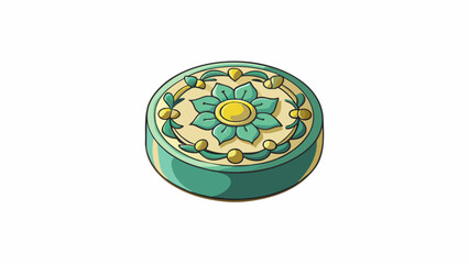 Aufkleber - The small circular item was made of delicate porcelain material and featured intricate designs of flowers and vines.. Cartoon Vector