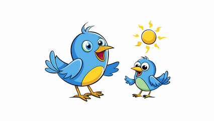 Poster - The sudden chirping of birds outside signaling the start of a new day and bringing attention to the beauty of nature.. Cartoon Vector