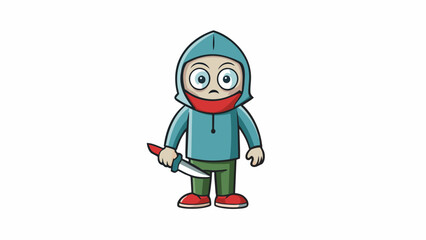 Poster - The suspect was found with a y knife in their hand and a frightened expression on their face. These details combined with the evidence at the crime. Cartoon Vector