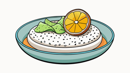 Poster -  Topped with a sprinkle of chia seeds and a slice of citrus fruit for garnish. . Cartoon Vector