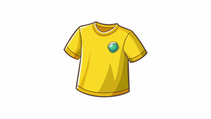Fototapete - Tshirt A soft cotton garment with short sleeves and a round neckline. The fabric is dyed a bright yellow color with a small logo imprinted on the. Cartoon Vector