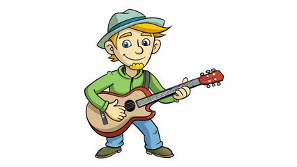 Fototapete - Tuning a Guitar A regular maintenance task for musicians to keep their instrument sounding its best. Involves adjusting the tension and position of. Cartoon Vector