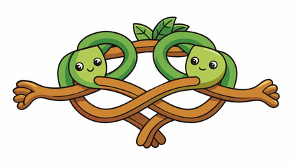Poster - Two branches on a tree intertwined and supporting each other through every storm. They may bend and sway but they never break showing the strength and. Cartoon Vector