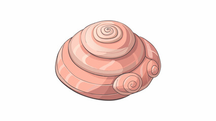 Fototapete - While sitting on the beach I found a small smooth seashell buried in the sand. It was a pale pink color and had intricate swirling patterns etched. Cartoon Vector