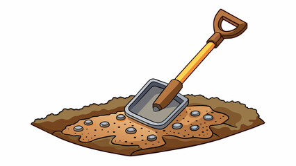 Leinwandbilder -  With a shovel dig small holes about 6 inches deep and 6 inches apart.. Cartoon Vector