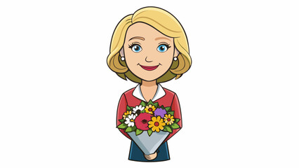 Poster - Wife is like a freshly picked bouquet of flowers radiating beauty and adding a touch of freshness to any occasion. Her vibrant personality brightens. Cartoon Vector