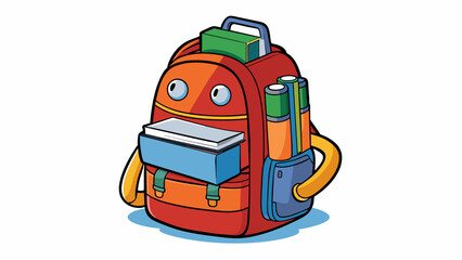Poster - A backpack filled with books representing the responsibility of a student to attend classes complete assignments and strive for academic success.. Cartoon Vector