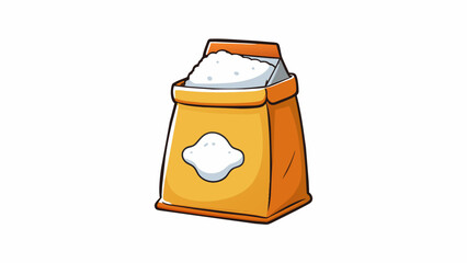 Aufkleber - A bag of flour A bag filled with a fine powdery substance in a uniform white color. The texture is smooth and silky to the touch. When mixed with. Cartoon Vector