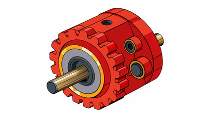 Fototapete - With its distinct bright red color and compact size this industrial gear reducer is designed for use in tight spaces and features high precision gears. Cartoon Vector