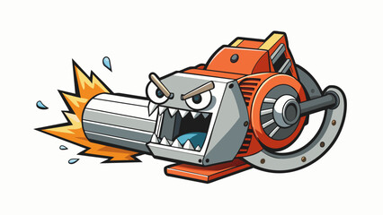Aufkleber - With its intimidating size and loud grinding noises the industrial grinder looks like a beast from a scifi movie. Its sharp teeth rotate at high. Cartoon Vector