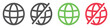 Set of online and offline internet icons. Globe with no signal and good signal, internet connection, web symbols. Vector. EPS10.