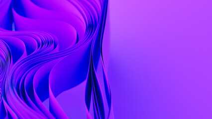 Poster - Violet layers of cloth or paper warping. Abstract fabric twist. 3d render illustration
