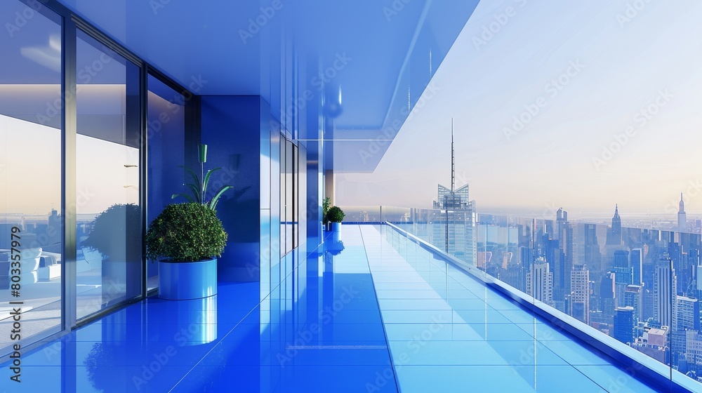 Sleek 3D rendering of a contemporary building balcony, showcasing a ...