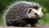 Fototapeta  - A Porcupine With Its Fur Sleek And Shiny