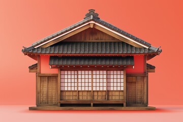 3d illustration of japan traditional house architect design