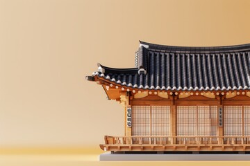 3d illustrations of ancient korean traditional house architect design