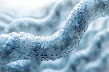 Poster - Artistically rendered 3D illustration of a futuristic metallic wave structure resembling a piece of abstract art