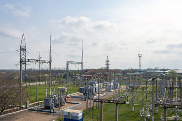 Wall Mural - Power transformer at an outdoor high voltage electrical substation