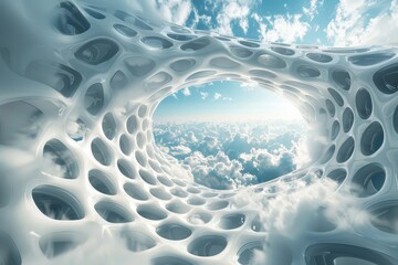 Poster - A sleek, modern digital art piece evoking freedom and infinity with cloud-like patterns guiding the eye skywards