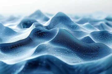 Poster - Soothing image of undulating digital waves in serene blue tones representing calm and tranquility