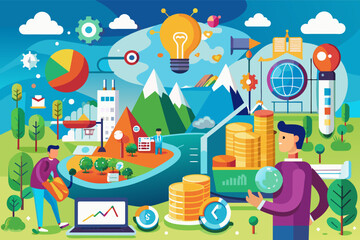 Fototapete - Animated infographic illustrating a concept