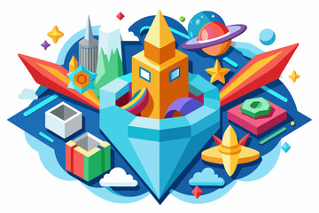 Aufkleber - An eye-catching 3D icon representing innovation and creativity