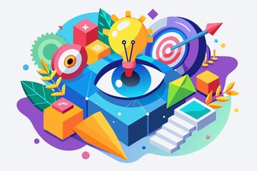 Aufkleber - An eye-catching 3D icon representing innovation and creativity