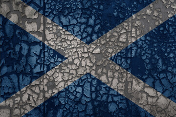 Wall Mural - flag of scotland on a grunge vintage metal rusty cracked wall background