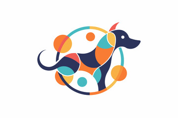 Aufkleber - An abstract dog logo composed of playful, interconnected circles and lines.