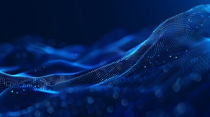 Poster - Abstract background with polygon mesh grid and dots, dark blue gradient background with glowing light effect for digital technology concept, science or cyberspace design Abstract futuristic wireframe 