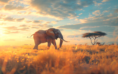 Wall Mural - Elephant in the wild, wild nature and animals concept