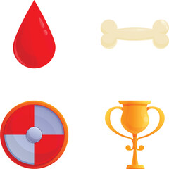 Poster - victory game icons set cartoon vector. design element of video game. entertainment concept