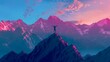 a person standing on top of a mountain with their arms in the air. generative ai 