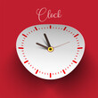 Bent clock face on red background, vector