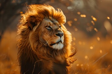 Wall Mural - male lion in the wild