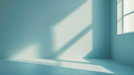 Wall Mural - a room with a window and a blue wall with a shadow