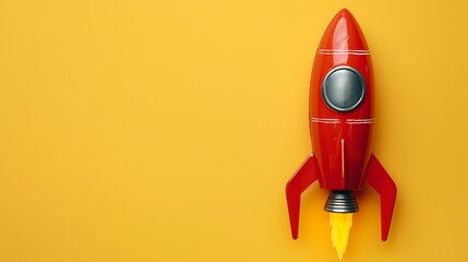 Rocket Space Ship on Yellow Background