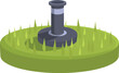 Green grass irrigation icon cartoon vector. Sprinkler system. Field organic