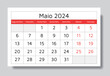 May 2024 portuguese calendar (Maio). Vector illustration. Monthly planning for your business in Portugal